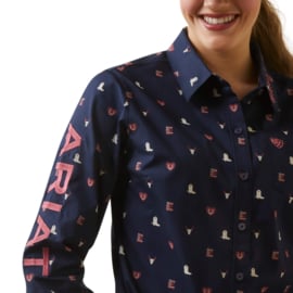 Ariat Team Kirby Stretch Shirt Wrinkle Resistant Western Love Print