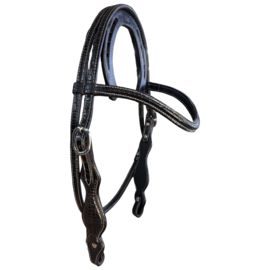 Headstall with browband Croco print Black