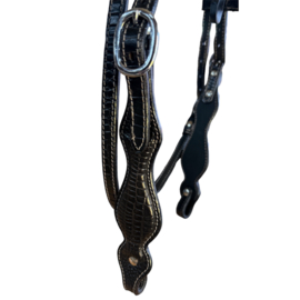 Headstall with browband Croco print Black