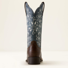 Ariat Round Up Holly Choco Croc Print Wide Square Toe Ladies Boots