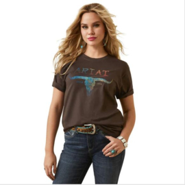 Ariat REAL Patina Steer Ladies T-Shirt Wasked Black