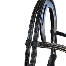 Headstall with browband Croco print Black