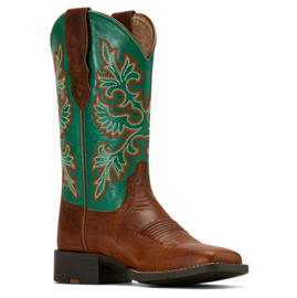 Ariat Round Up Wide Square Toe Ladies Western Boots Arizona Brown