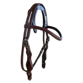 Headstall with browband Snake print Dark Chesnut