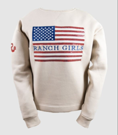 Ranchgirls Round Neck Sweater 'USA' Beige