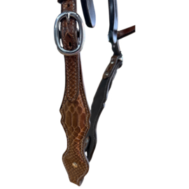 Headstall 2-ear Snake print Cognac