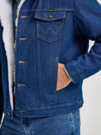 Wrangler Sherpa Lined Denim Jacket Mid Stone