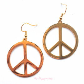 Earrings rvs ''peace'' stainless steel gold/silver