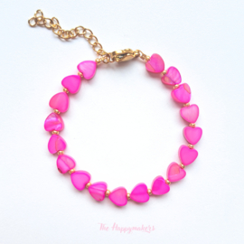 Handmade bracelet ''colorful sea shell hearts'' 6mm pink