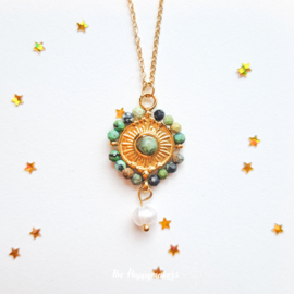 Charm necklace ''turquoise pendant'' gold