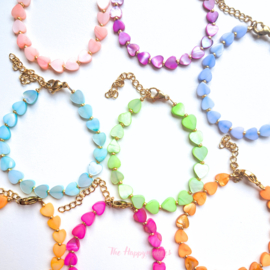 Handmade bracelet ''colorful sea shell hearts'' 6mm blue