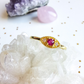 Ring stainless steel ''zircon evil eye pink'' gold