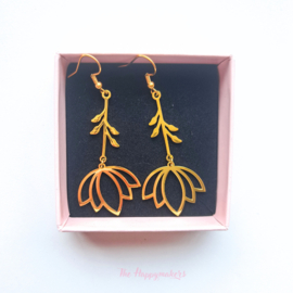 Oorbellen ''flowers'' stainless steel goud/zilver
