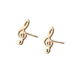 Studs stainless steel ''music'' gold