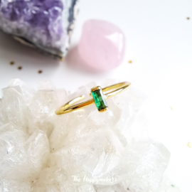 Ring stainless steel ''green zircon'' gold