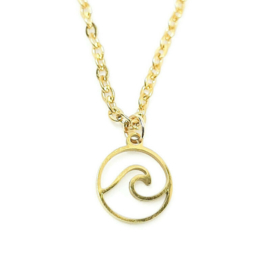 Bedelketting ''waves'' stainless steel, gold