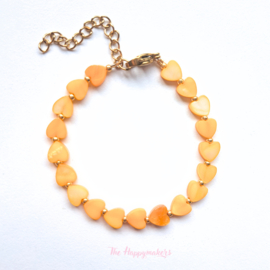 Handmade bracelet ''colorful sea shell hearts'' 6mm yellow