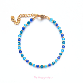 Handmade bracelet ''colorful boho mixed stones'' blue