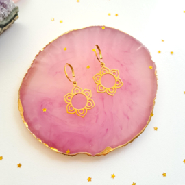 Earrings rvs ''round flowers'' gold/silver