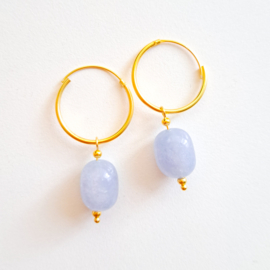 Gemstone earrings ''aquamarine'' 925silver/gold