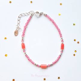 Handmade bracelet ''pink zircoon stones' 925silver