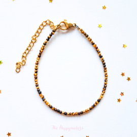 Handmade bracelet ''tigereye 2mm gemstones'' rvs gold