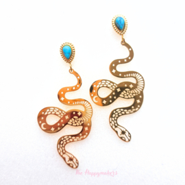 Earrings rvs ''big snake'' gold stainless steel