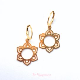Earrings rvs ''round flowers'' gold/silver