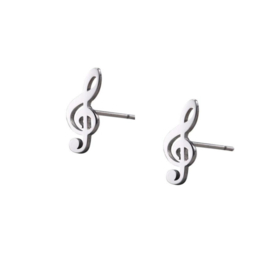 Studs stainless steel ''music'' silver