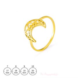 Ring stainless steel ''boho moon'' goud