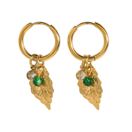 Earrings little hoops ''leafs'' rvs, gold