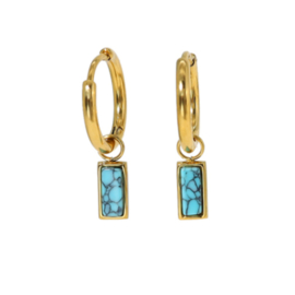 Earrings little hoops ''turkoois'' rvs, gold