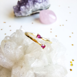 Ring stainless steel ''zircon pink'' gold