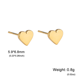 Studs stainless steel ''heart'' gold