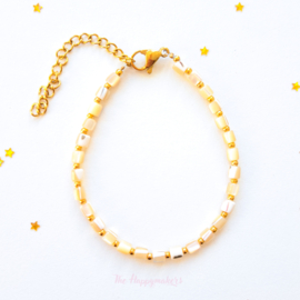 Handmade bracelet ''boho shell beads'' rvs gold