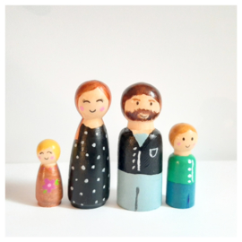 Peg doll familie, op maat gemaakt