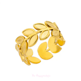 Ring stainless steel ''round leafs'' gold