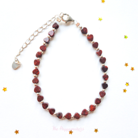 Handmade bracelet ''redstone hearts'' 925silver