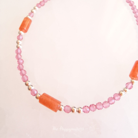 Handmade bracelet ''pink zircoon stones' 925silver