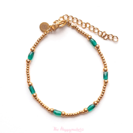 Armband colorfull boho, stainless steel goud