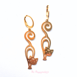 Earrings rvs ''cats'' stainless steel gold/silver