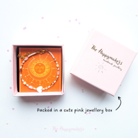Handmade bracelet ''miyuki light pink stones'' rvs gold