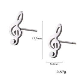 Studs stainless steel ''music'' silver