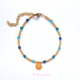 Handmade bracelet ''boho coin'' blue stones