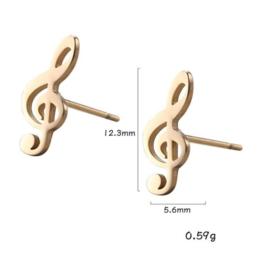 Studs stainless steel ''music'' gold