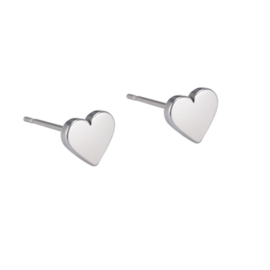 Studs stainless steel ''heart'' silver