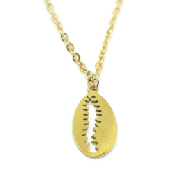 Bedelketting ''shell'' stainless steel, gold