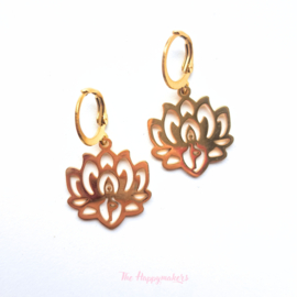 Earrings rvs ''lotus yoga'' stainless steel gold/silver