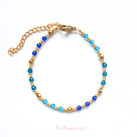 Handmade bracelet ''colorful boho three colors'' blue