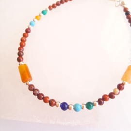 Handmade bracelet ''red jaspis gemstones'' 925silver